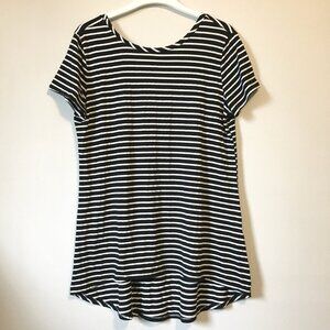 Hipster B&W Stripe High Low Tee